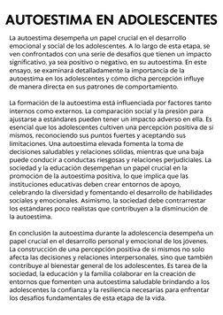 Importancia de la Autoestima en Adolescentes | PDF