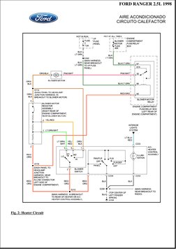 Fig. 2: Heater Circuit
FORD RANGER 2.5L 1998
AIRE ACONDICIONADO
CIRCUITO CALEFACTOR
