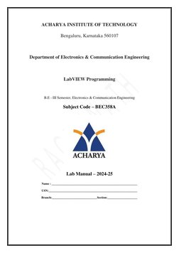 LabVIEW Programming Lab Manual 2024-25 | PDF | Control Flow