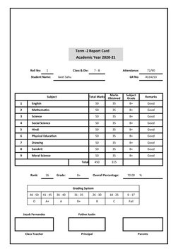 Rank Card Format School Report Card Template PDF | PDF | Physical Education | Science