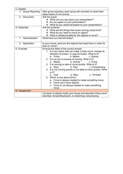 Grade 3 Force and Motion Lesson Plan | PDF | Force | Learning