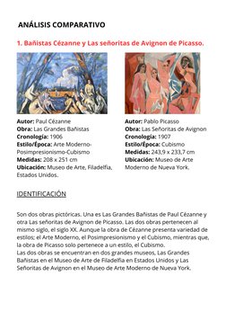 ANÁLISIS COMPARATIVO
1. Bañistas Cézanne y Las señoritas de Avignon de Picasso.   
Autor: Paul Cézanne
Obra: Las Grandes Bañi