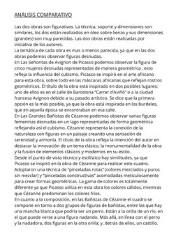 ANÁLISIS COMPARATIVO
Las dos obras son figurativas. La técnica, soporte y dimensiones son
similares, los dos están realizados
