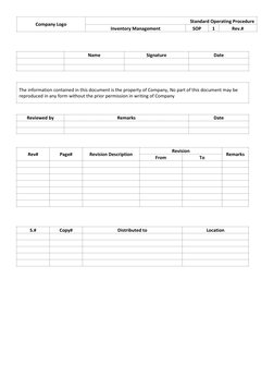 Sop Inventory Control Inventory Management SOP Overview | PDF | Inventory | Enterprise ...