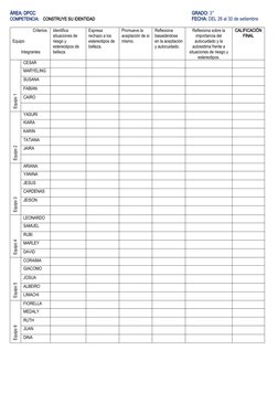 ÁREA: DPCC
GRADO: 3°  
COMPETENCIA:
CONSTRUYE SU IDENTIDAD
FECHA: DEL 26 al 30 de setiembre
                   Criterios
Equi