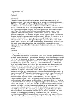 Las guerras de Dios
Capítulo 1
Introducción 
El Libro de la Guerra del Señor, que informa el camino de verdades únicas: será