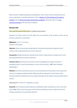 JBI Scoping Review Protocol Template | PDF | Systematic Review ...