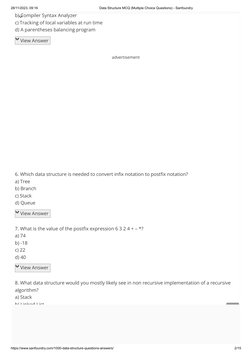 Data Structure MCQs for Placement | PDF | Queue (Abstract Data Type ...
