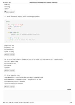 Data Structure MCQs for Placement | PDF | Queue (Abstract Data Type ...
