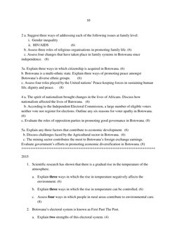 Social Studies Revision Questions Form 2 | PDF | Botswana | Governance
