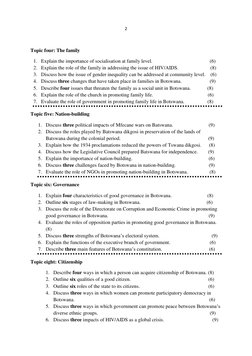 Social Studies Revision Questions Form 2 | PDF | Botswana | Governance