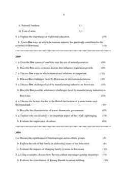 Social Studies Revision Questions Form 2 | PDF | Botswana | Governance