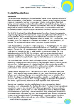 Street Light Foundation Design Guide | PDF | Spreadsheet | Bending