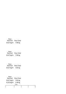 Peso Total
0.617 kg/m
7.90 kg
Peso Total
0.617 kg/m
7.90 kg
Peso Total
0.617 kg/m
7.65 kg
Peso Total
0.617 kg/m
7.65 kg
0.222