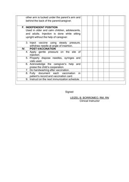 other arm is tucked under the parent’s arm and
behind the back of the parent/caregiver.
F. INDEPENDENT POSITION
Used in older