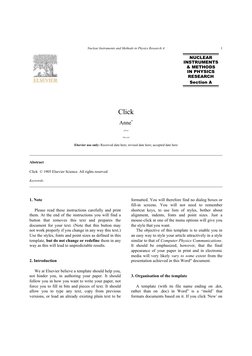 Nuclear Instruments and Methods in Physics Research A
Click
Anne*
aFirst
bSecond
Elsevier use only: Received date here; revis