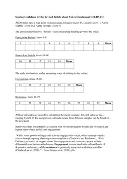 Bavq R Questions BAVQ-R: Voice Beliefs Questionnaire | PDF | Psychology | Behavioural ...