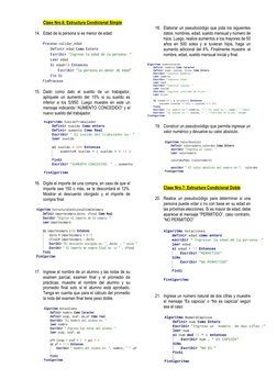Clase Nro.6: Estructura Condicional Simple 
 
14. Edad de la persona si es menor de edad. 
 
 
 
15. Dado como dato el sueldo