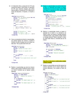 22. Un restaurante ofrece un descuento del 10% para 
consumos de hasta s/ 100.00 soles y un descuento 
del 20% para consumos