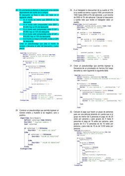 28. En una tienda se efectúa un descuento a los clientes 
dependiendo del monto de la compra.  
El descuento se lleva a cabo