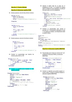Clase Nro.11: Practica Calificada 
 
Clase Nro.12: Estructuras repetitiva PARA 
 
42. Sumas sucesivas: suma de diez primero