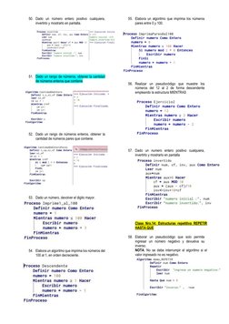 50. Dado un número entero positivo cualquiera, 
invertirlo y mostrarlo en pantalla. 
 
 
 
 
 
51. Dado un rango de números,