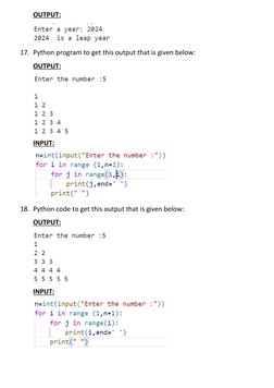 20 Python Programs with Outputs | PDF