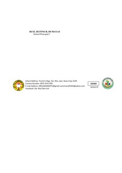 School ID
105456
                          RUEL RUFINO R. DUMAYAS
                                 School Principal I
