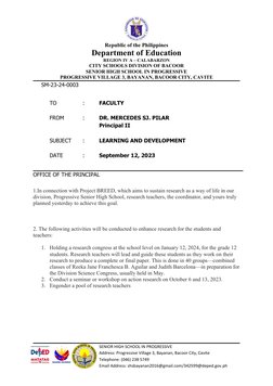 Republic of the Philippines
Department of Education
REGION IV A – CALABARZON
CITY SCHOOLS DIVISION OF BACOOR
SENIOR HIGH SCHO