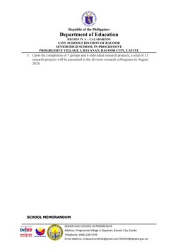 Republic of the Philippines
Department of Education
REGION IV A – CALABARZON
CITY SCHOOLS DIVISION OF BACOOR
SENIOR HIGH SCHO