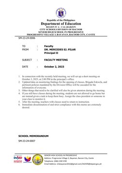 Republic of the Philippines
Department of Education
REGION IV A – CALABARZON
CITY SCHOOLS DIVISION OF BACOOR
SENIOR HIGH SCHO