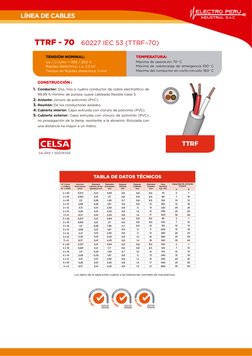 LÍNEA DE CABLES
TABLA DE DATOS TÉCNICOS
Los datos de la tabla están sujetos a las tolerancias normales de manufactura.
1.
2.
