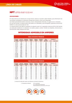 NPT (STO) 0,6/1 (1,2) kV
Los datos de la tabla están sujetos a las tolerancias normales de manufactura.
(*) Temperatura ambie