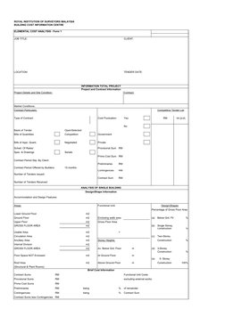 Elemental Cost Analysis Form 1 | PDF | Wall | Building