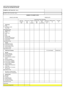 Elemental Cost Analysis Form 1 | PDF | Wall | Building