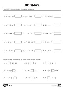 BODMAS Practice Questions and Answers | PDF | Mathematics | Computer ...