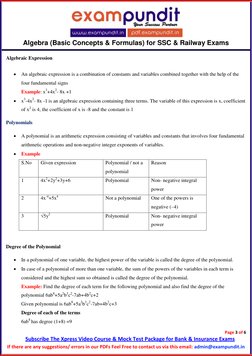 Algebra (Basic Concepts & Formulas) for SSC & Railway Exams 
 
Page 3 of 6 
Subscribe The Xpress Video Course & Mock Test P