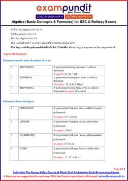 Algebra (Basic Concepts & Formulas) for SSC & Railway Exams 
 
Page 4 of 6 
Subscribe The Xpress Video Course & Mock Test P