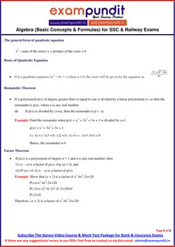 Algebra (Basic Concepts & Formulas) for SSC & Railway Exams 
 
Page 5 of 6 
Subscribe The Xpress Video Course & Mock Test P
