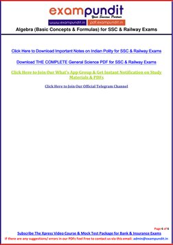 Algebra (Basic Concepts & Formulas) for SSC & Railway Exams 
 
Page 6 of 6 
Subscribe The Xpress Video Course & Mock Test P