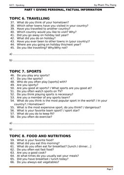 KET Speaking Test: Part 1 Questions | PDF | Lunch | Meal