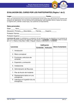 SAE Ver. 2022-1 
MP 2-5 
 
 
 
Dirección General de Formación Académica 
Curso Sistema Administración de Emergencias 
EVALUAC