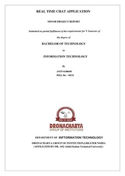 MINOR PROJECT REPORT 
 
 
Submitted in partial fulfilment of the 
 
the degree of 
 
 
in 
 
 
 
 
By
