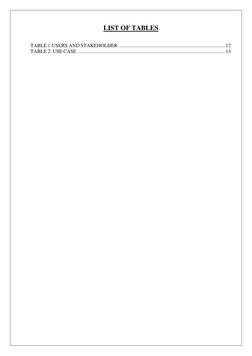 LIST OF TABLES 
 
 
TABLE 1:USERS AND STAKEHOLDER ...........................................................................