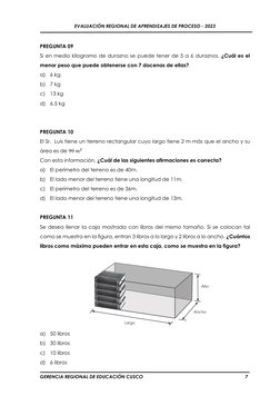 EVALUACIÓN REGIONAL DE APRENDIZAJES DE PROCESO - 2023 
GERENCIA REGIONAL DE EDUCACIÓN CUSCO  
7 
 
 
PREGUNTA 09 
Si en med