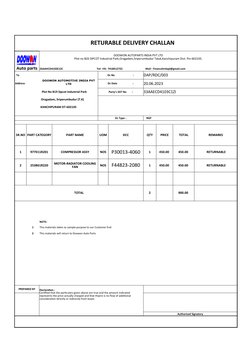 Returnable Delivery Challan Format | PDF | Manufactured Goods | Machines
