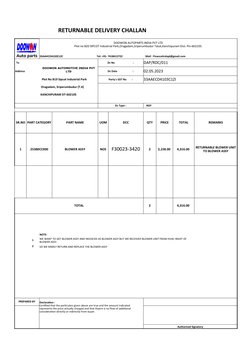 Returnable Delivery Challan Format | PDF | Manufactured Goods | Machines