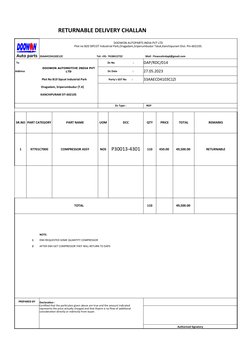 Returnable Challan Returnable Delivery Challan Format | PDF | Manufactured Goods | Machines