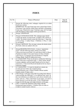 ii | P a g e  
 
 
 
 
 
 
 
 
INDEX 
 
 
Sr. No 
Name of Practical 
Date 
Sign.& 
Remark 
1 
Design the following static w