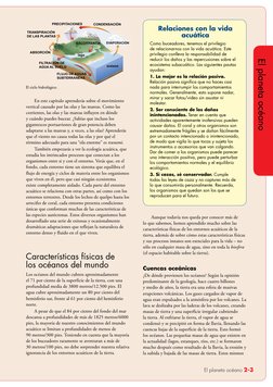 El planeta océano 2-3
El planeta océano
En este capítulo aprenderás sobre el movimiento
vertical causado por las olas y las